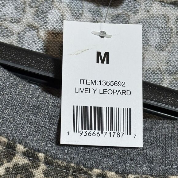 Splendid Leopard Print Relaxed Fit Oversize Crew Neck Sweatshirt Women's Medium - Picture 4 of 4